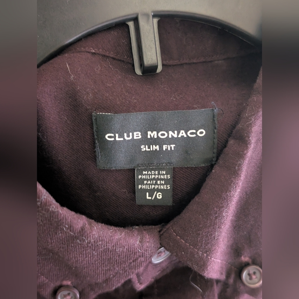 🌷Club Monaco Men's Maroon Slim Fit Long Sleeve Button-Down Shirt, L 100% Cotton - Picture 9 of 9